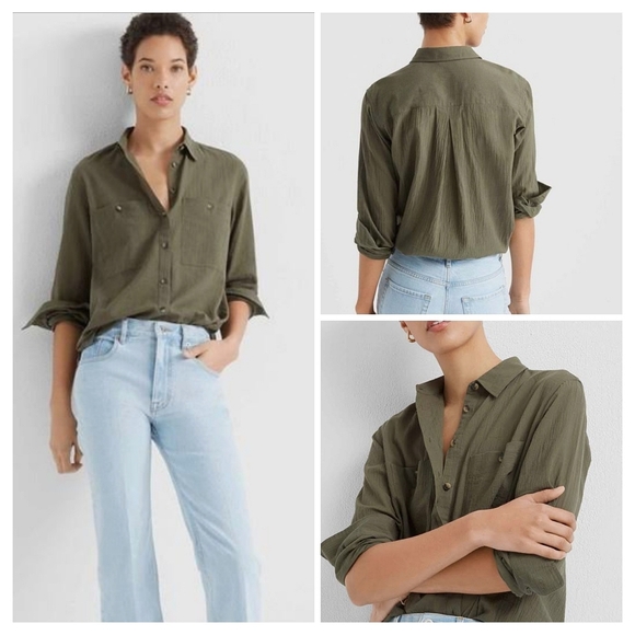 Club Monaco Marnee button down shirt oversize gauzy cotton - Picture 4 of 6